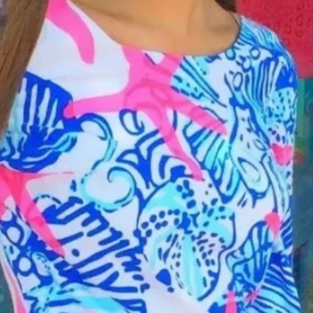 Lilly Pulitzer Starfish Harbor Tunic Dress Small Blue & Pink - Picture 7 of 16